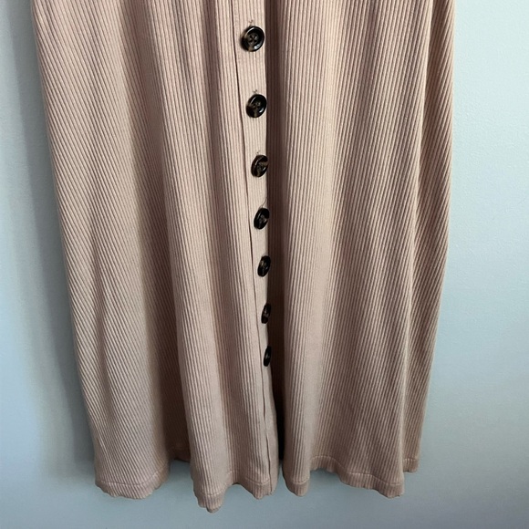 ANN TAYLOR Tan Ribbed Button Front Midi Dress Size XXSP - Picture 6 of 12